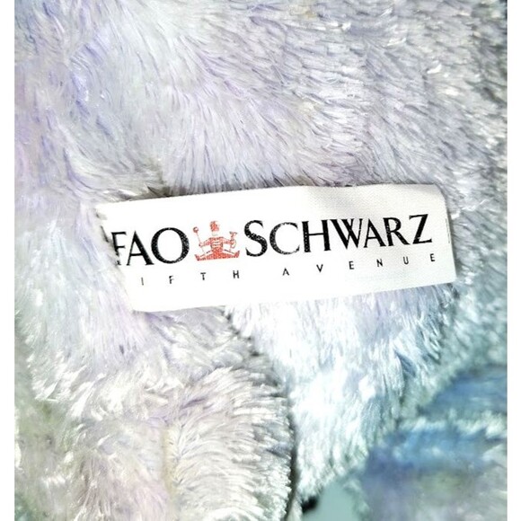 FAO Schwarz Fifth Avenue Teddy Bear Purple Pink Blue 20 Inch Soft Plush Ribbon - Picture 3 of 4